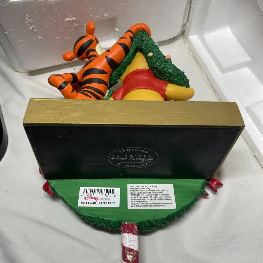 Disney Store Winnie Pooh & Tigger Christmas Stocking Holder Hanger Vtg w/Box